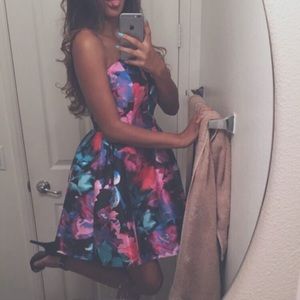 Floral Strapless Formal Dress